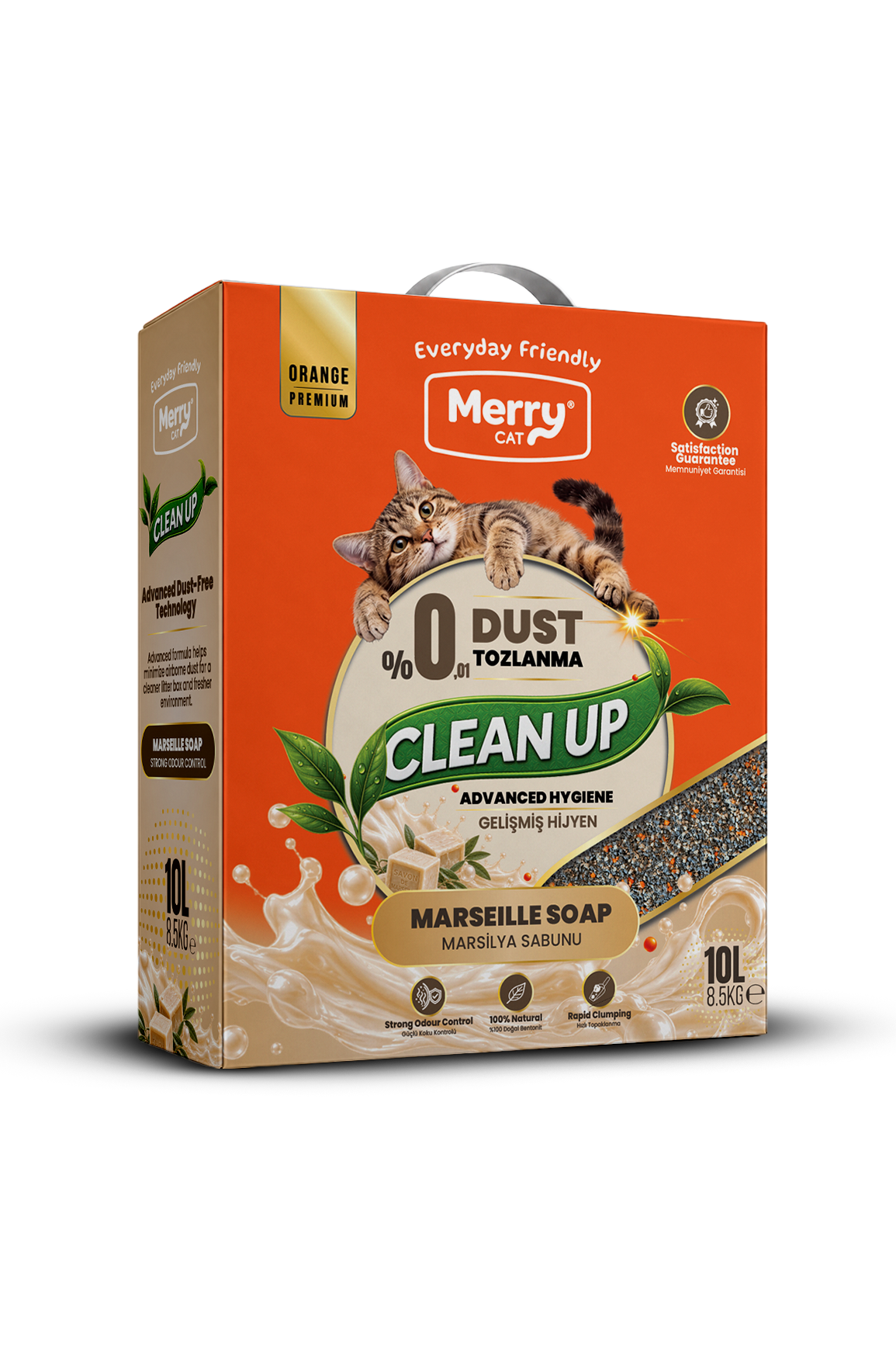 Merry Ekstra Tozsuz Marsilya Sabunlu Kedi Kumu 10 L ambalajı