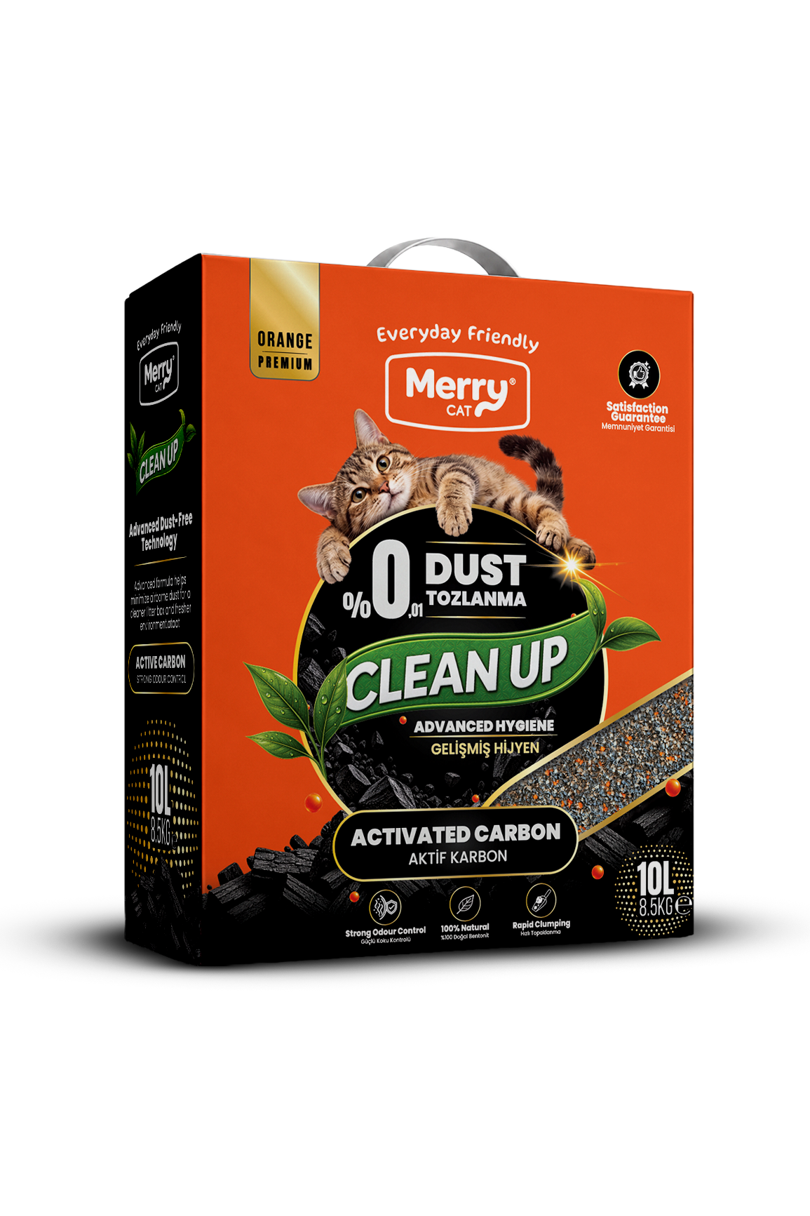 Merry Ekstra Tozsuz Grey Aktif Karbonlu Kedi Kumu 10 L ambalajı