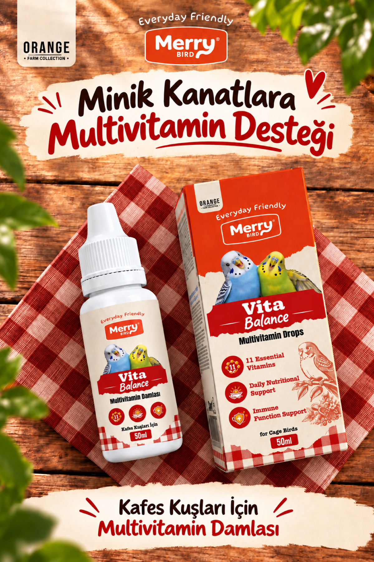 Merry Vita-Balance Kuşlar İçin Multivitamin Damla 30 ml ambalajı