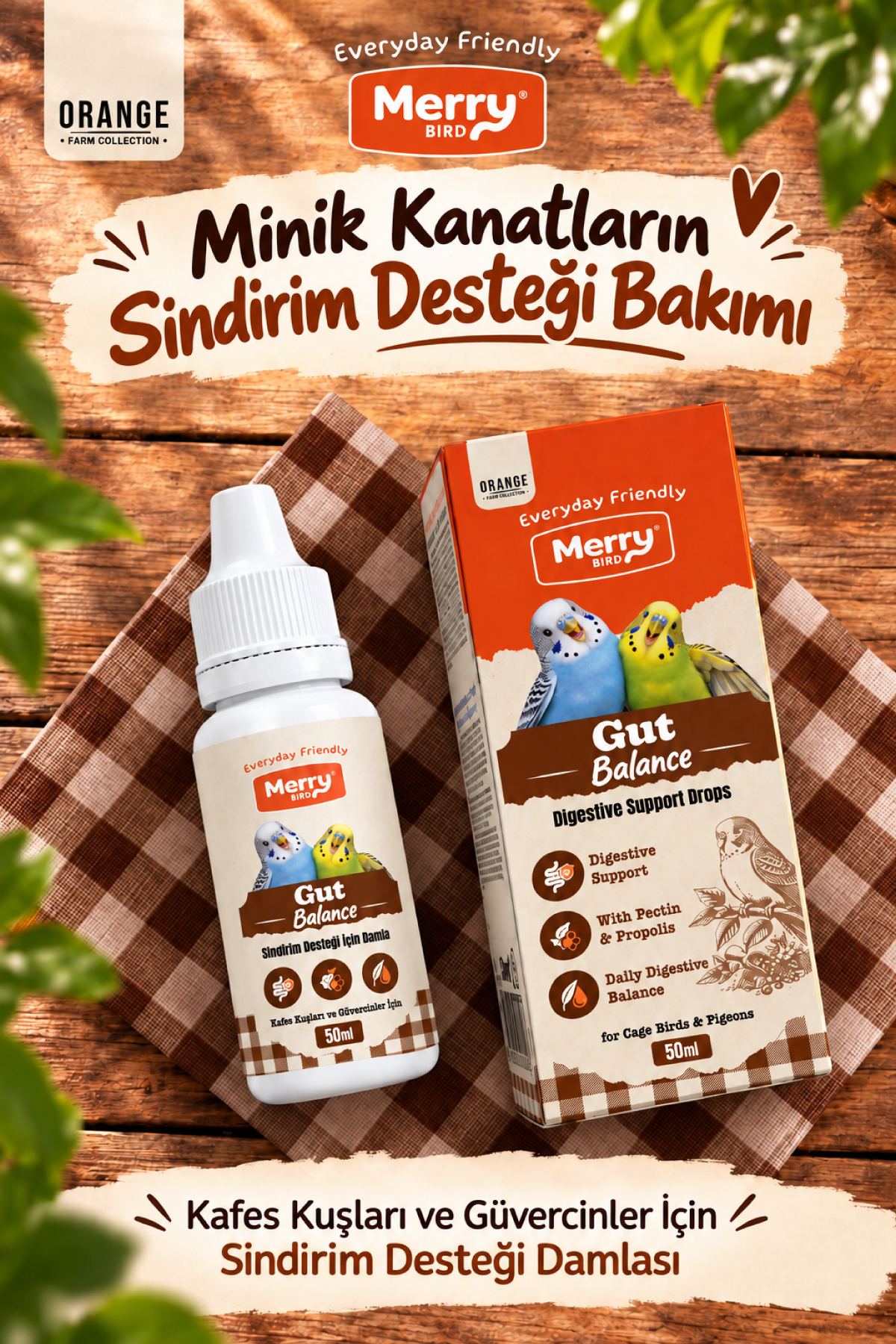 Merry Gut-Balance Kuşlar İçin Sindirim Destek Damlası 30 ml ambalajı