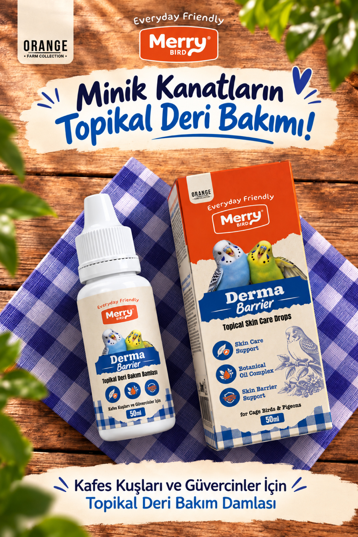 Merry Derma-Barrier Kuşlar İçin Deri Bakım Damlası 30 ml ambalajı
